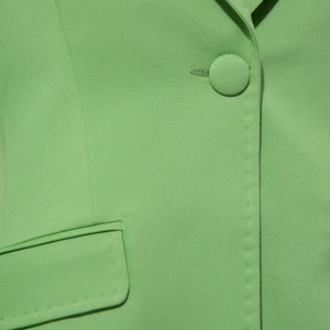 Green Puff-Shoulder Tailored Blazer | Femponiq