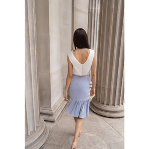 Blue Rushed Asymmetrical Skirt | Femponiq
