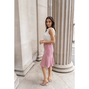 Pink Rushed Asymmetrical Skirt | Femponiq