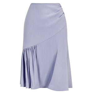 Blue Rushed Asymmetrical Skirt | Femponiq