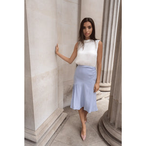 Blue Rushed Asymmetrical Skirt | Femponiq