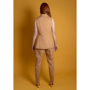 Sleeveless Brown Tailored Blazer | Femponiq