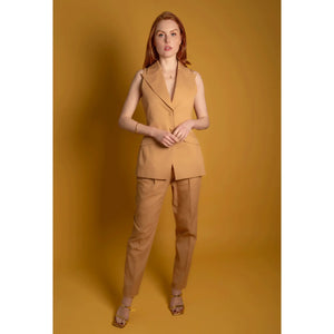 Brown Tailored Cotton Trouser | Femponiq