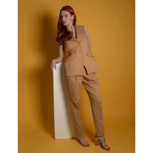 Brown Tailored Cotton Trouser | Femponiq