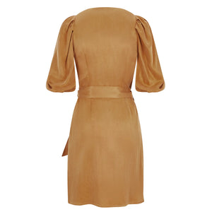 Burnt Orange Wrap Dress | Femponiq