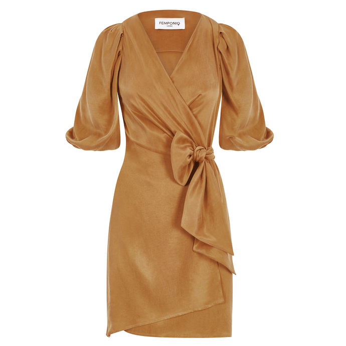 Burnt Orange Wrap Dress | Femponiq