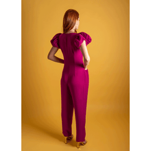 Load image into Gallery viewer,  Fuchsia Puff Sleeve Jumpsuit | Femponiq

