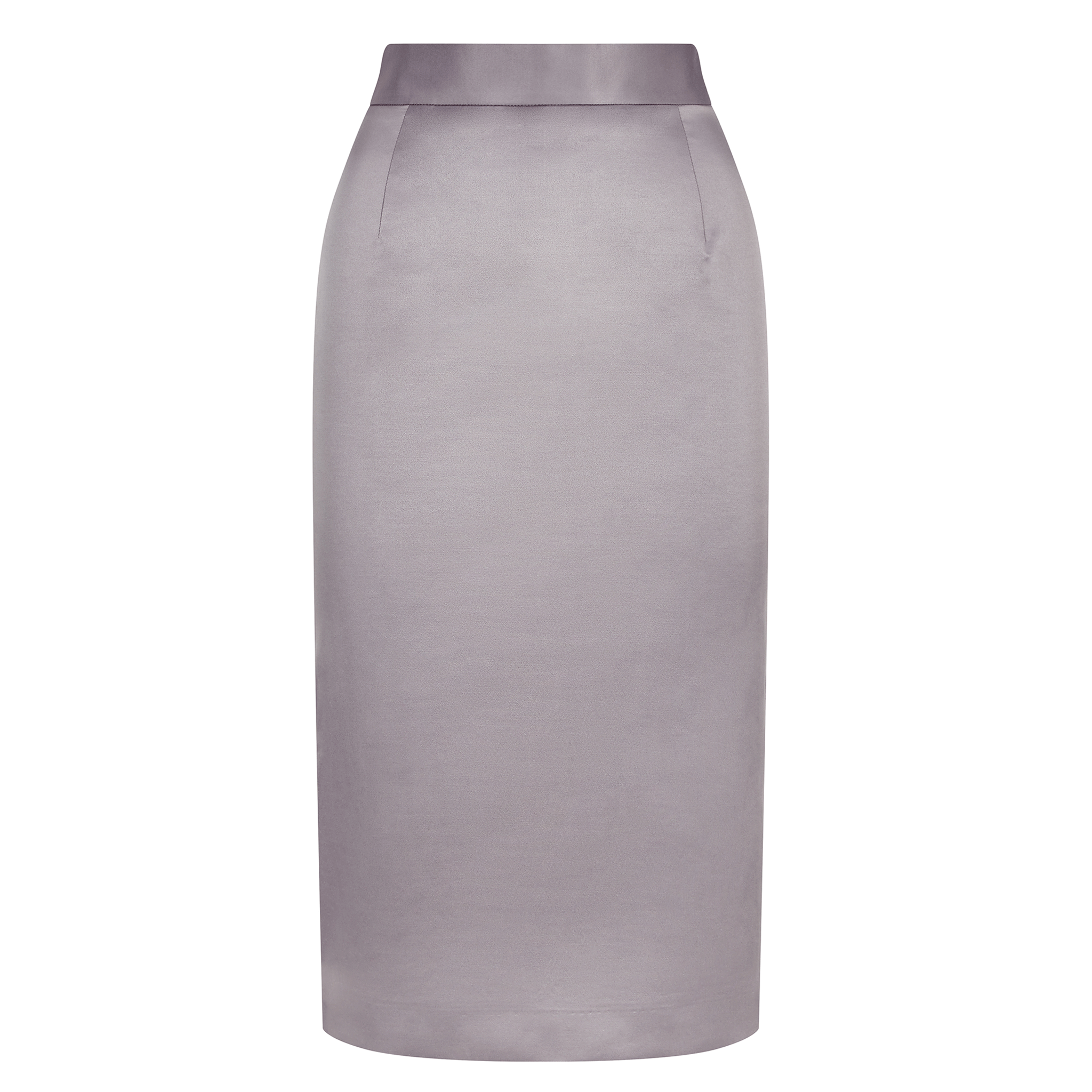 Light Grey Cotton Blend Sateen Pencil Skirt | FEMPONIQ