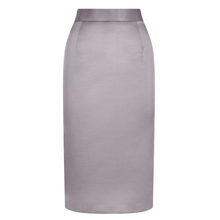 Görseli Galeri görüntüleyiciye yükleyin, Grey Cotton-Blend Sateen Pencil Skirt  | Femponiq
