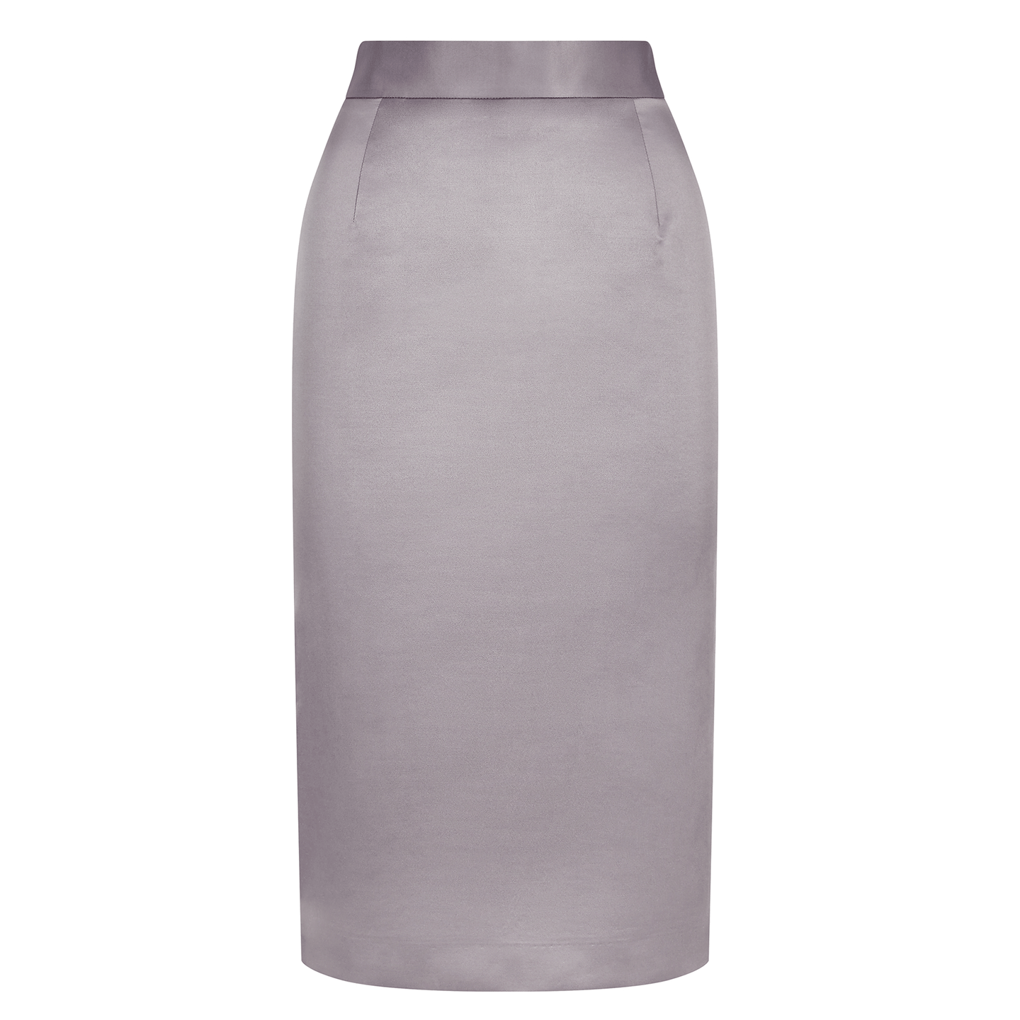 Grey Cotton-Blend Sateen Pencil Skirt  | Femponiq