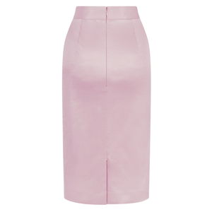 Light Pink Cotton-Blend Sateen Pencil Skirt | Femponiq