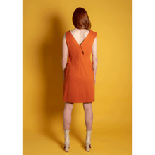 Load image into Gallery viewer, Orange Asymmetric Lapel Cotton Dress | Femponiq
