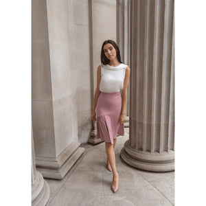 Pink Rushed Asymmetrical Skirt | Femponiq