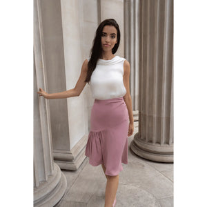 Pink Rushed Asymmetrical Skirt | Femponiq