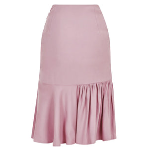 Pink Rushed Asymmetrical Skirt | Femponiq