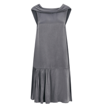 Load image into Gallery viewer, Grey Roll Collar Dress with Cutaway Neck | Femponiq
