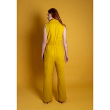 Load image into Gallery viewer, Double Breasted Shawl Lapel Jumpsuit  (Mustard Yellow) | Femponiq
