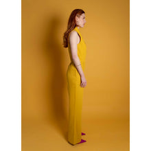 Görseli Galeri görüntüleyiciye yükleyin, Double Breasted Shawl Lapel Jumpsuit  (Mustard Yellow) | Femponiq
