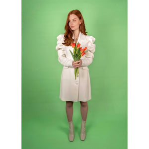 White Puff Sleeve Blazer Dress | Femponiq