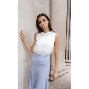 Blue Rushed Asymmetrical Skirt | Femponiq