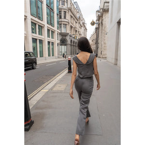 Viscose and Cupro-Blend Pants (Charcoal Grey) | Femponiq