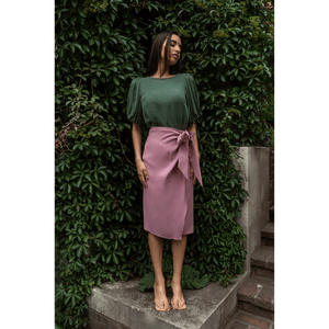 Pink Bow Tie Wrap Skirt | Femponiq