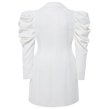 Load image into Gallery viewer, White Puff Sleeve Blazer Dress | Femponiq
