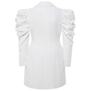 White Puff Sleeve Blazer Dress | Femponiq