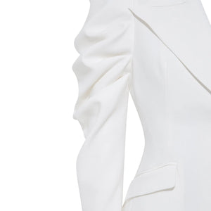 White Puff Sleeve Blazer Dress | Femponiq