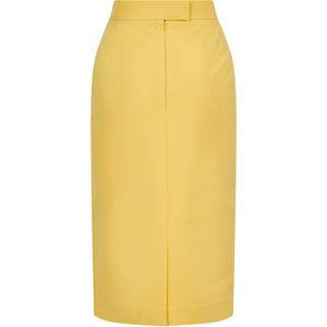 High Waisted Cotton Pencil Skirt in Yellow - Back Product Picture
