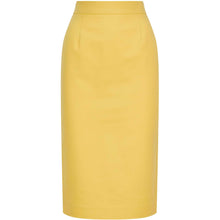 Görseli Galeri görüntüleyiciye yükleyin, High Waisted Cotton Pencil Skirt in Yellow - Front Product Picture
