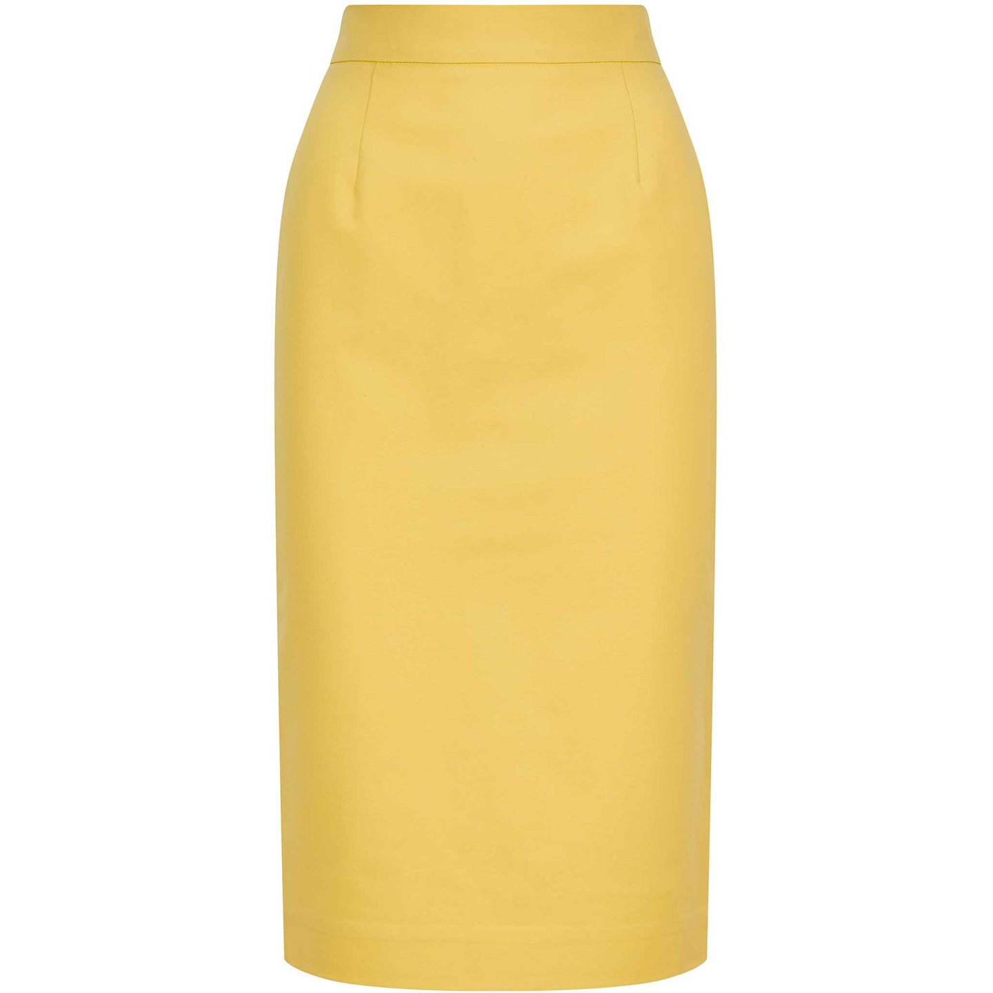High Waisted Cotton Pencil Skirt in Yellow - Front Product Picture