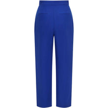 Load image into Gallery viewer, High Waisted Cropped Cotton Trouser in Royal Blue - Back
