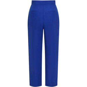 High Waisted Cropped Cotton Trouser in Royal Blue - Back