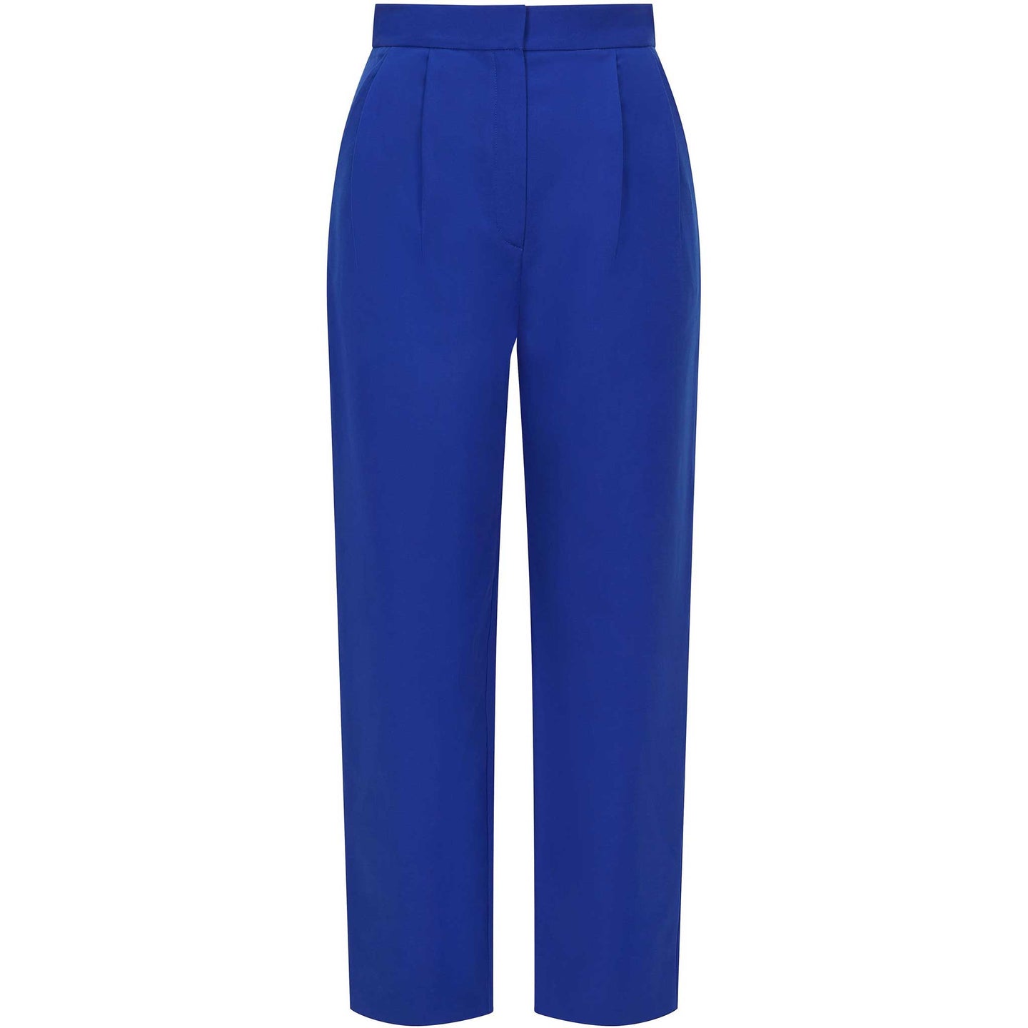 High Waisted Cropped Cotton Trouser in Royal Blue - Front