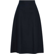 Load image into Gallery viewer, High Waisted Semi-Flared Cotton Skirt in Navy - Front Product Picture
