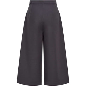 High Waisted Wide Leg Cropped Trouser in Grey - Back Product Picture