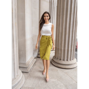 Green Bow Tie Wrap Skirt | Femponiq