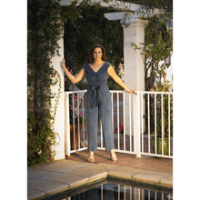 Load image into Gallery viewer, Off Shoulder Belted Vegan Jumpsuit | Femponiq
