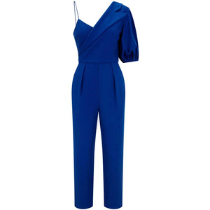 Peak Lapel Jumpsuit in Royal Blue - Front Product Picture
