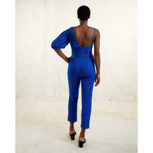 Load image into Gallery viewer, Peak Lapel Jumpsuit in Royal Blue - Back
