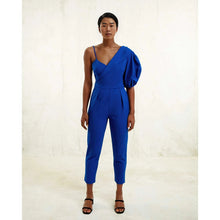 Load image into Gallery viewer, Peak Lapel Jumpsuit in Royal Blue - Front
