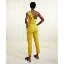 Load image into Gallery viewer, Peak Lapel Jumpsuit in Mustard Yellow - Back
