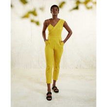 Load image into Gallery viewer, Peak Lapel Jumpsuit in Yellow - Front
