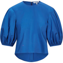 Load image into Gallery viewer, Puff Sleeve Cropped Cotton Top in Blue - Front Product Picture
