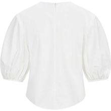 Görseli Galeri görüntüleyiciye yükleyin, Puff Sleeve Cropped Cotton Top in White - Back Product Picture

