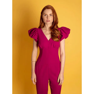  Fuchsia Puff Sleeve Jumpsuit | Femponiq