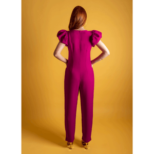  Fuchsia Puff Sleeve Jumpsuit | Femponiq