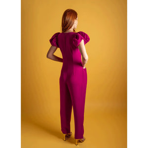  Fuchsia Puff Sleeve Jumpsuit | Femponiq