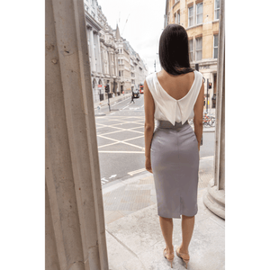 White Roll Collar Top with Cutaway Neck | Femponiq